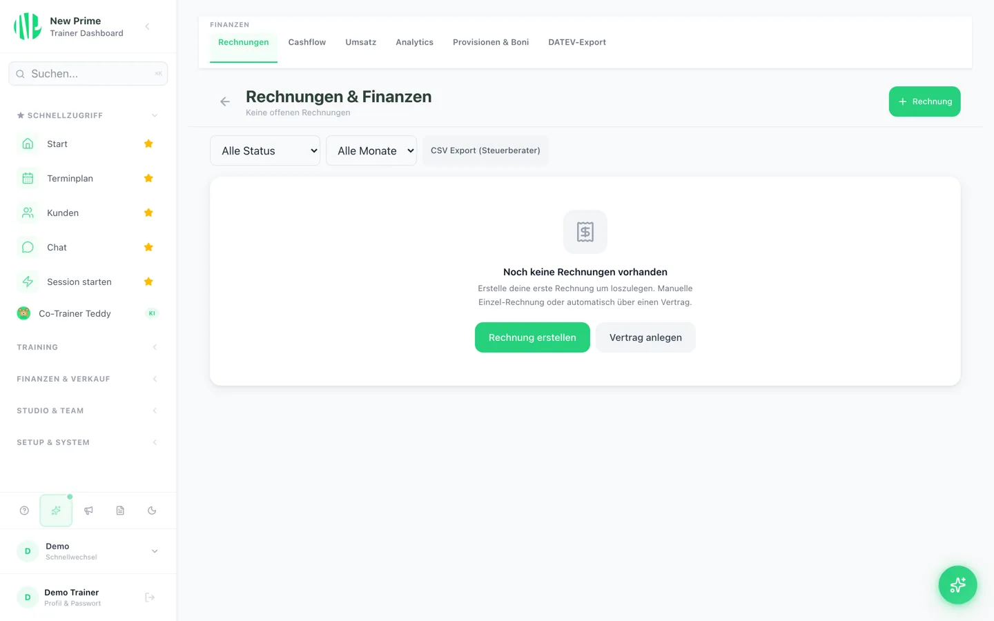 Rechnungs-Verwaltung mit SEPA-Lastschrift-Status, Mahnwesen und automatischer Credit-Vergabe